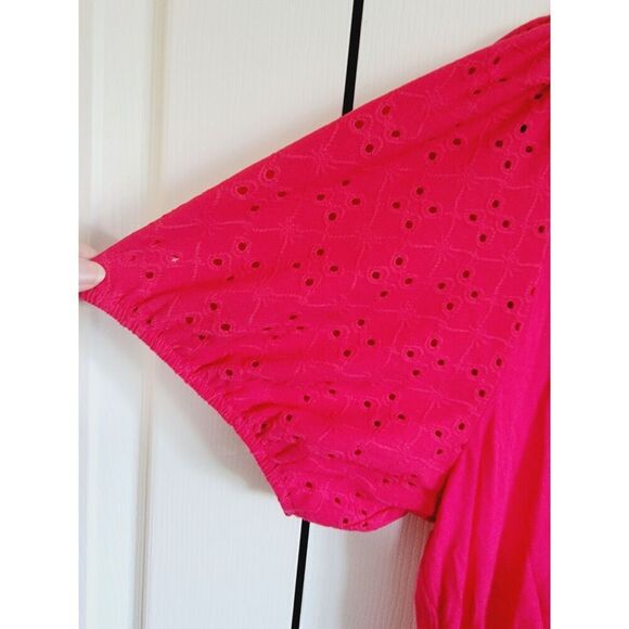 Torrid Super Soft Knits 2 Women's Blouse Red Eyelet‎ Short Sleeve Scoop Neck 2X - Picture 3 of 5